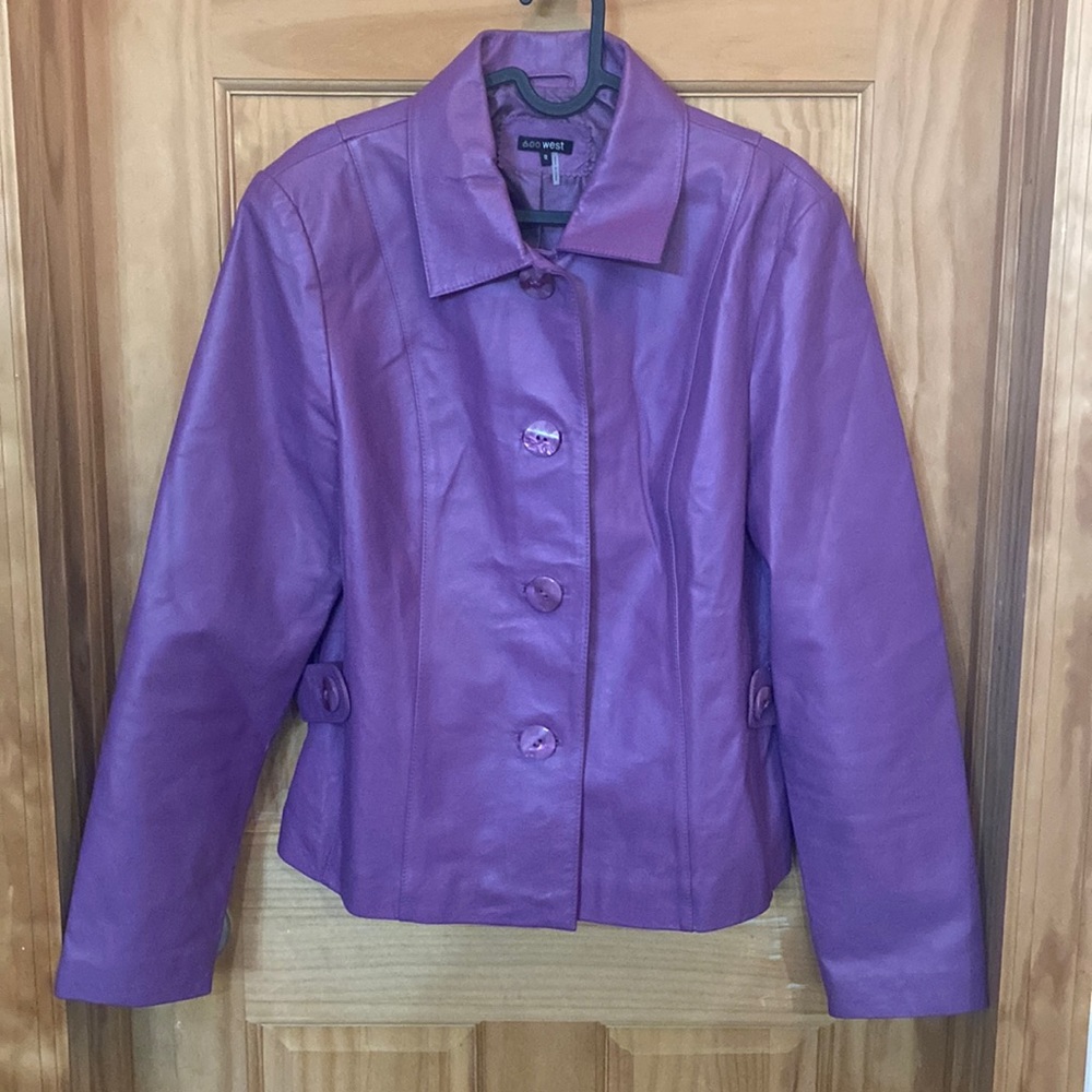600 West Purple Leather Jacket